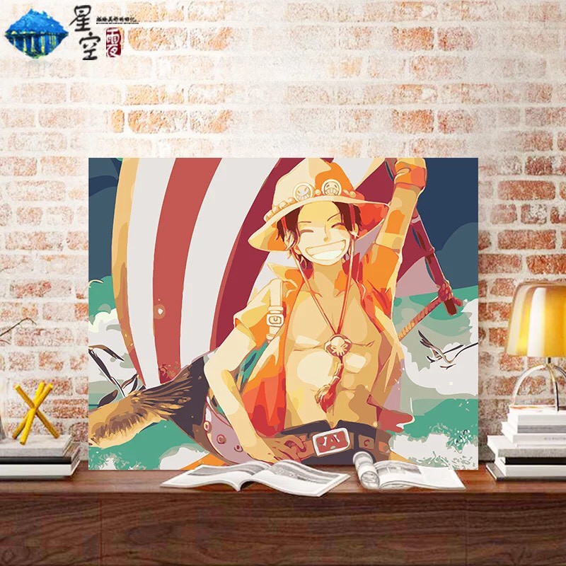 Tranh sơn dầu số hóa tự tô hình Đảo Hải Tặc One Piece mẫu 1
