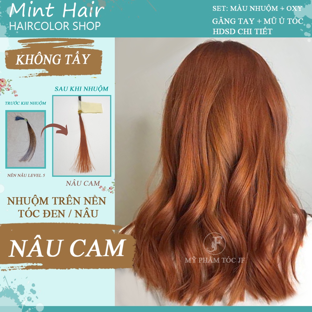 Thuốc nhuộm tóc màu NÂU CAM - Lên Từ Nền Đen - KHÔNG TẨY