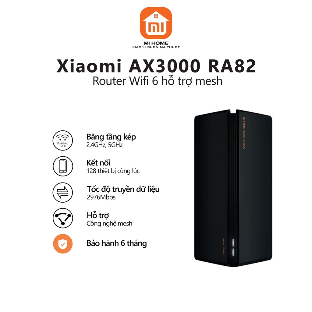 Bộ phát WiFi Xiaomi Mi Router AX3000 Hỗ trợ mesh, WiFi 6, 5 Core