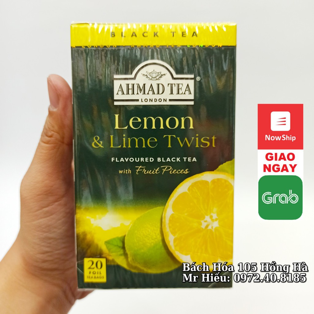 [T4/2024] Trà Ahmad Tea vị Chanh hộp 20 gói - Lemon &amp; Lime Twist