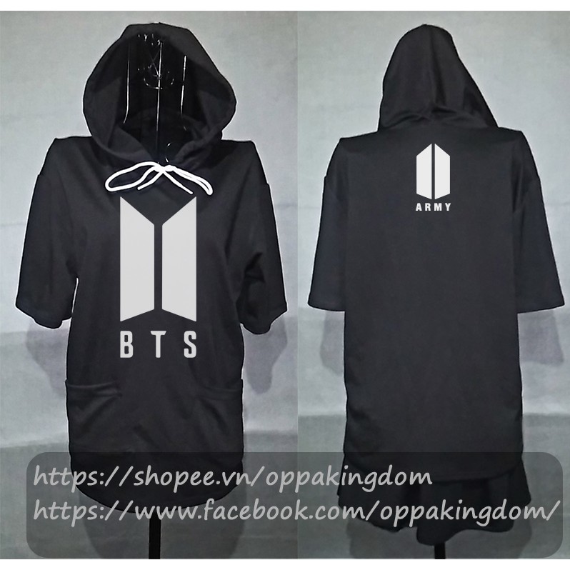 Áo hoodie tay lỡ 2 túi BTS Army new logo