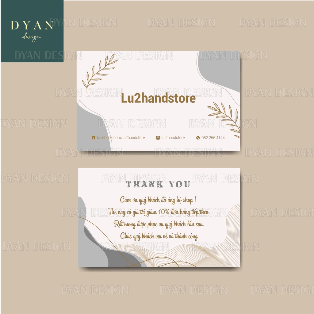 In card cảm ơn, thank you card thiết kế mẫu riêng, kích thước 9x5,5cm giấy C300 dày dặn đẹp
