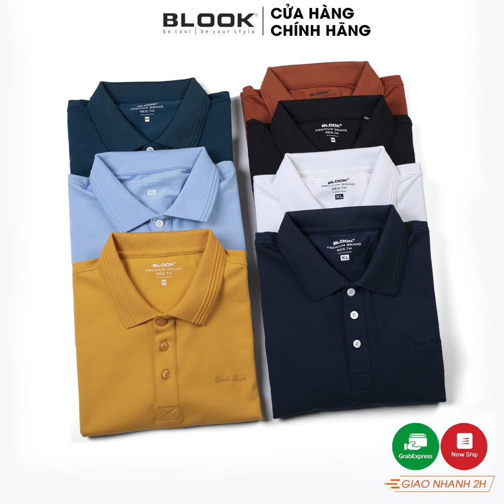 Áo thun polo nam BLOOK cổ bẻ basic vải thun cá sấu Cotton co giãn bền màu thêu logo đơn giản trẻ trung 8 màu 32083