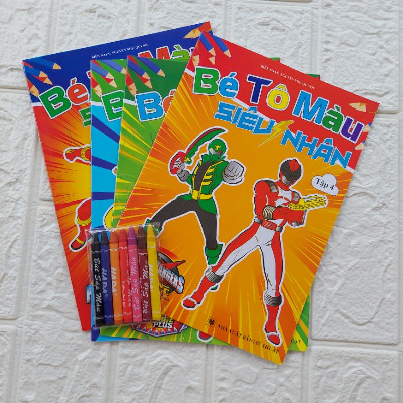 Set 4 quyển tô màu siêu nhân ⚡ BỔ ÍCH ⚡ Combo tập tô màu họa tiết sinh động