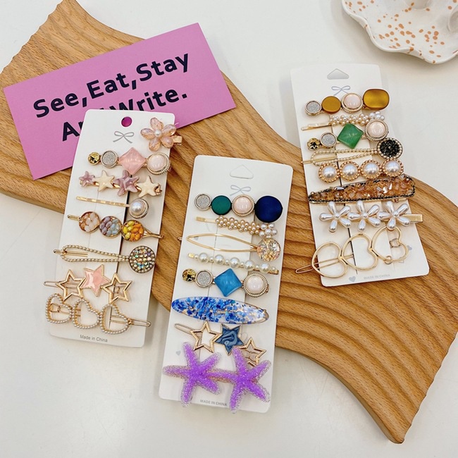 Kẹp Tóc Kim Loại Hình Sao Biển Đính Ngọc Trai Giả Phong Cách Hàn Quốc