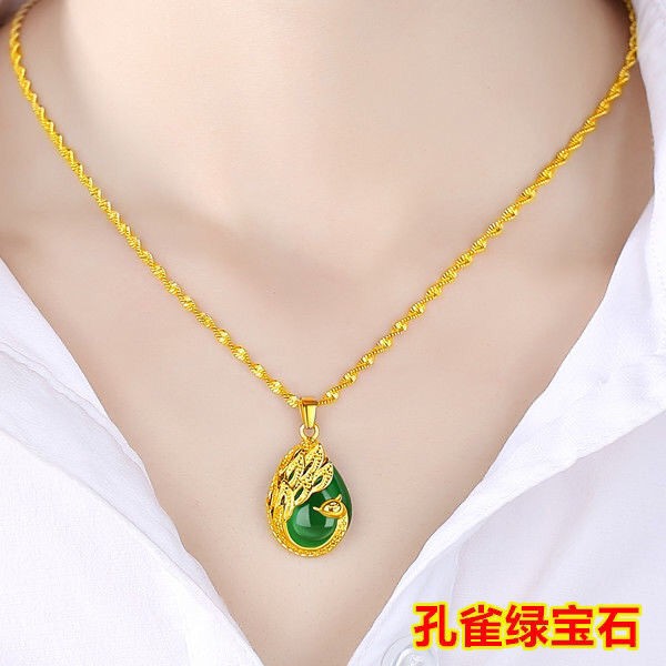 Bán hàng số 1 tại shop của chúng tôi] Kiểu mới] Dây chuyền nữ mạ vàng cát tường màu trang sức mặt cặp đôi quà tặ