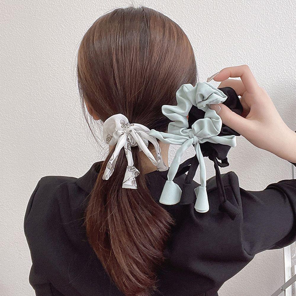 Dây Cột Tóc Cao Su Bản Lớn Màu Trơn Họa Tiết Hoa Vintage Đáng Yêu Cho Nữ WMES15H