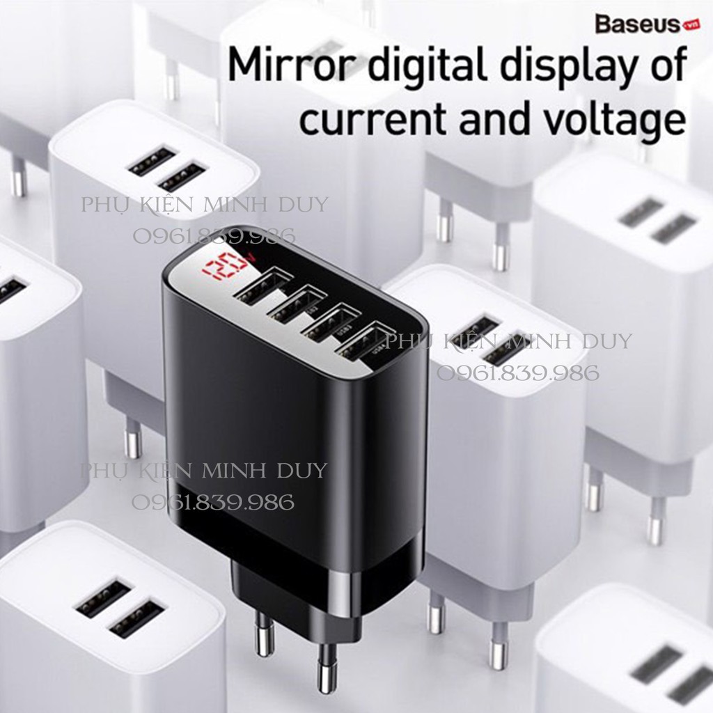 Củ sạc đa năng 4 cổng USB Baseus Mirror Lake Digital Display ( 30W, 4 Ports USB, Travel Charger) ❤