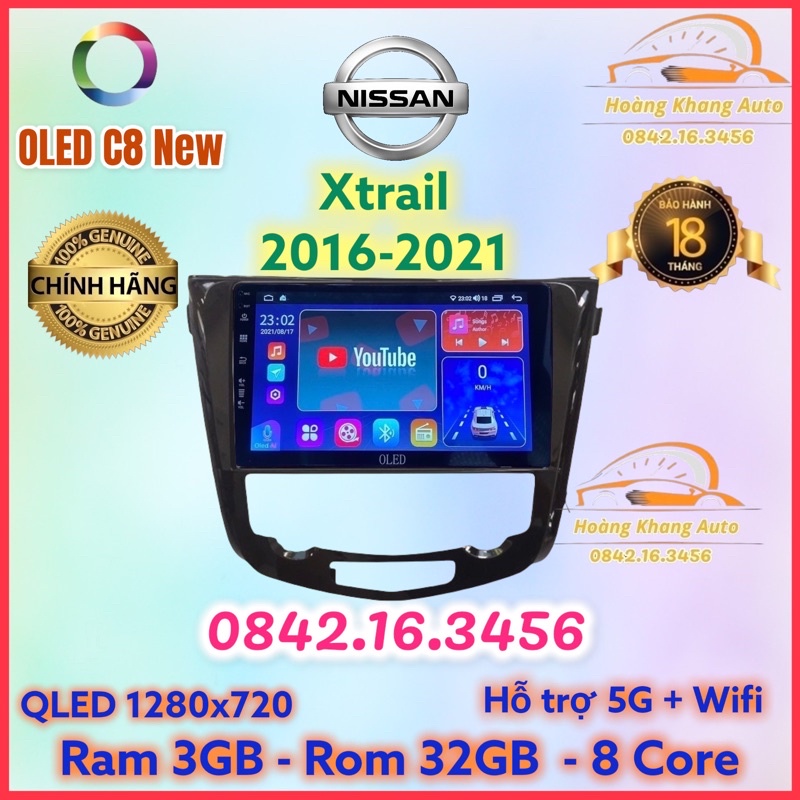 Màn hình android OLED C8 New theo xe Xtrail 2016 - 2021  kèm dưỡng và jack nguồn zin theo xe