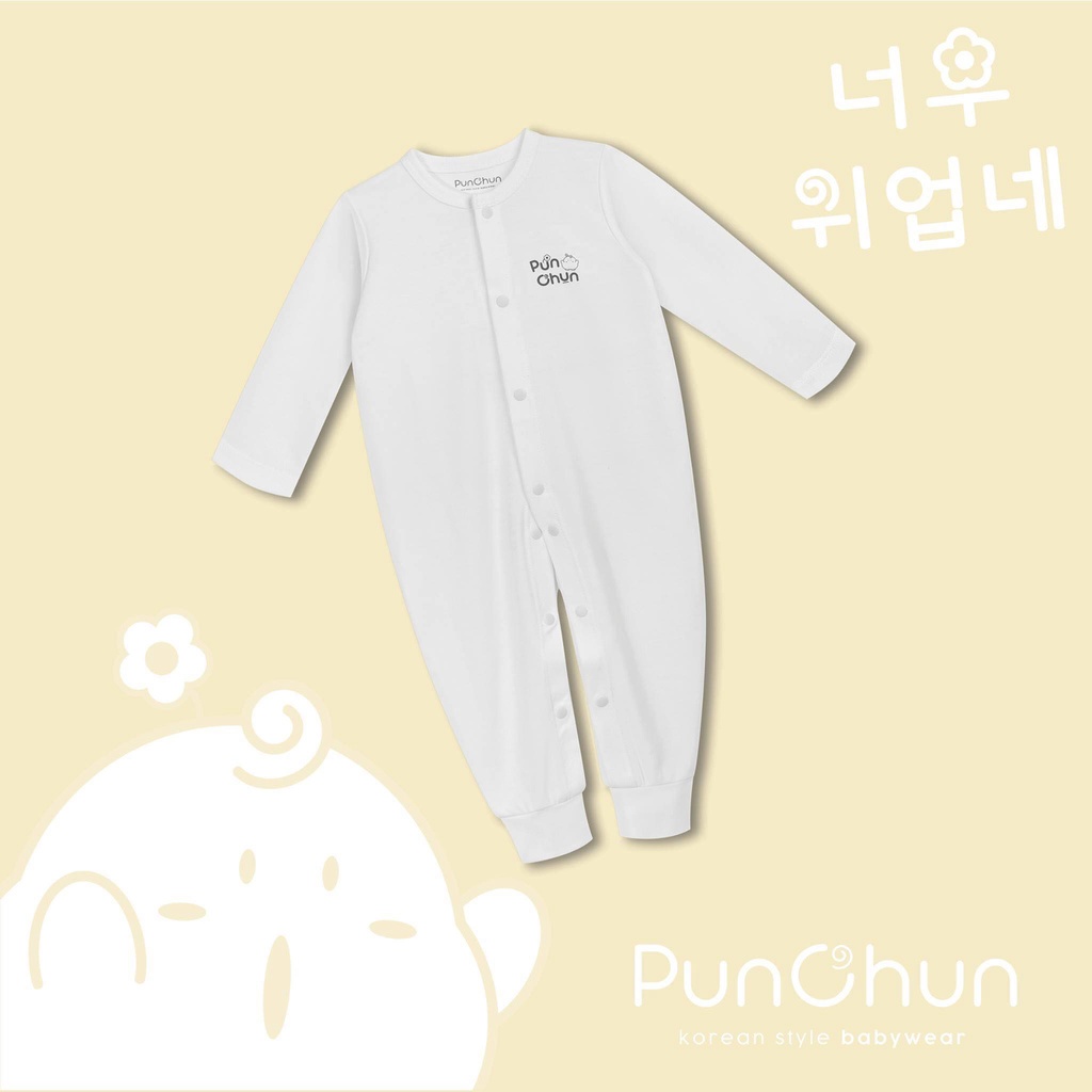[Chính Hãng] Body dài tay sơ sinh cúc giữa cotton cao cấp họa tiết Punchun