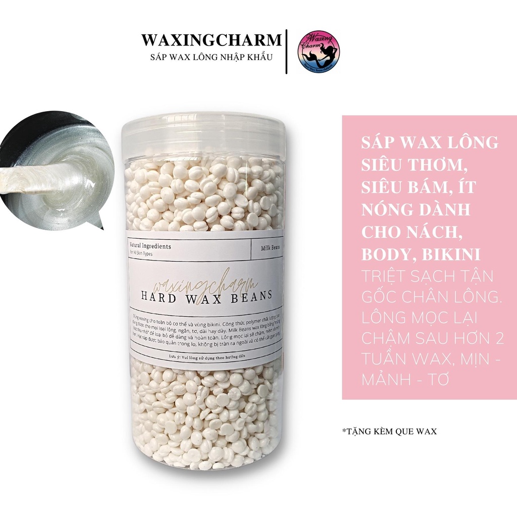 Sáp Wax Lông Nóng Pearl White Hard Wax Beans WaxingCharm  Dành Cho Mặt, Râu, Nách, Body, Bikini