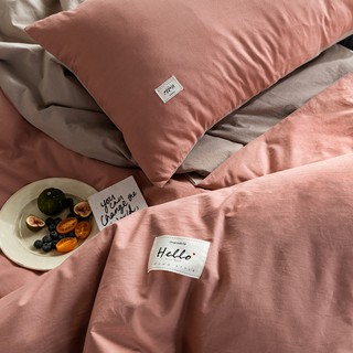 Sét chăn ga cotton tici cao cấp màu cam đất phối be(ảnh thật cuối)