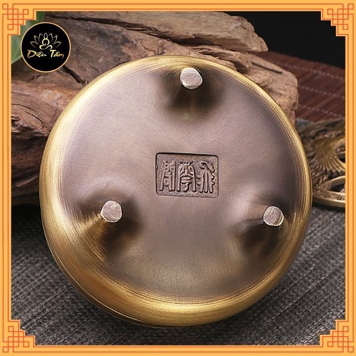 Lư xông trầm hương bằng đồng nguyên chất khắc rồng phượng tặng nhang vòng/ trầm nụ/ trụ cắm