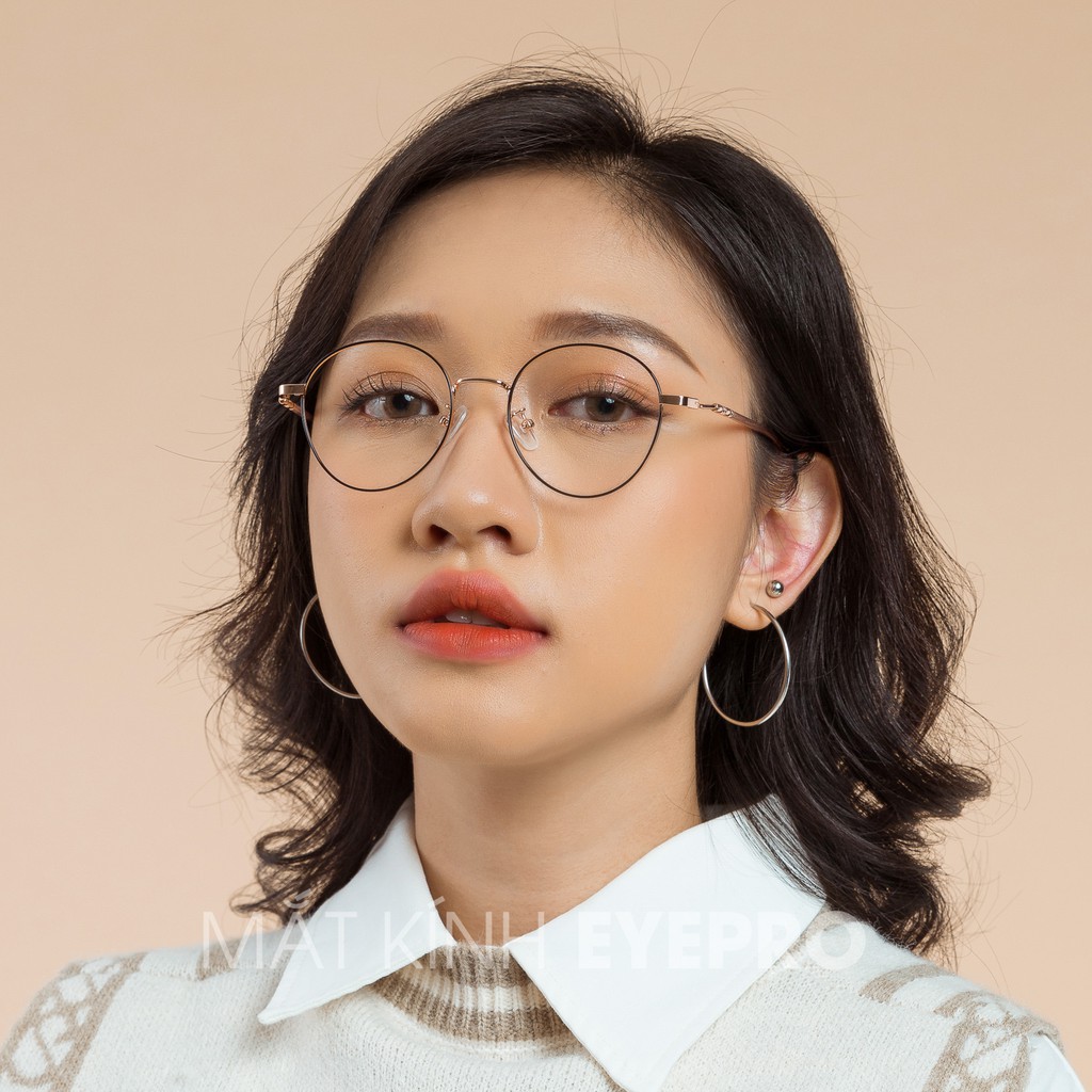 Gọng kính cận nữ nam lắp cận sẵn mắt kính tròn dùng lắp mắt kính cận hoặc 0 độ - Eyepro - GZ2999