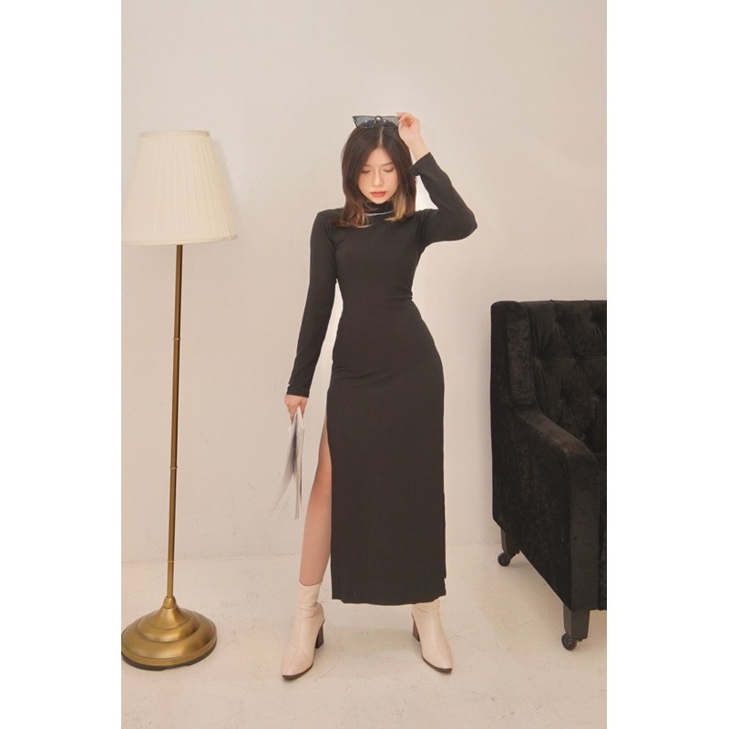MONÁ - Đầm body thun xẻ tay dài co giãn freesize - HELEN DRESS | BigBuy360 - bigbuy360.vn