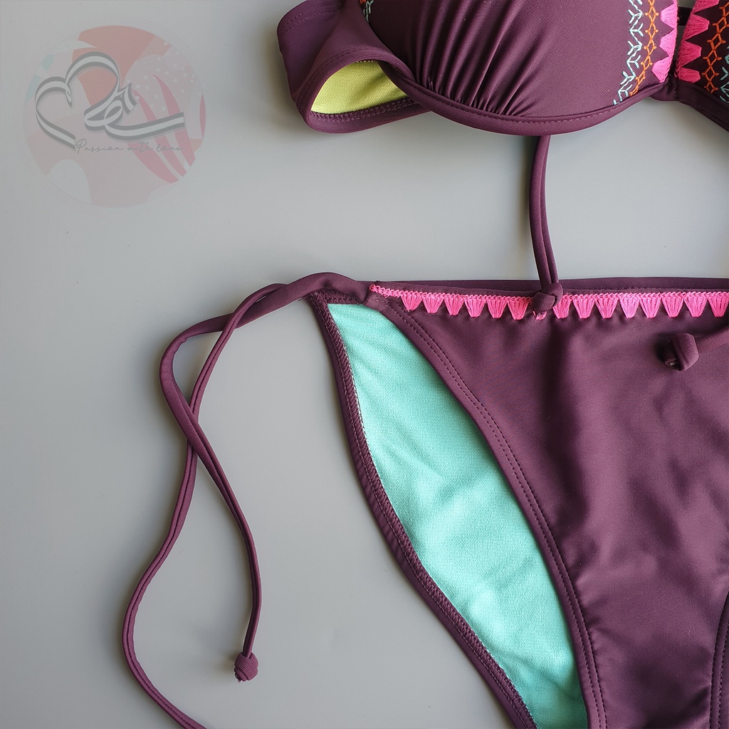 Bộ bơi hai mảnh Ru 21 họa tiết boho đẩy ngực rất tốt xuất khẩu Mỹ số 1