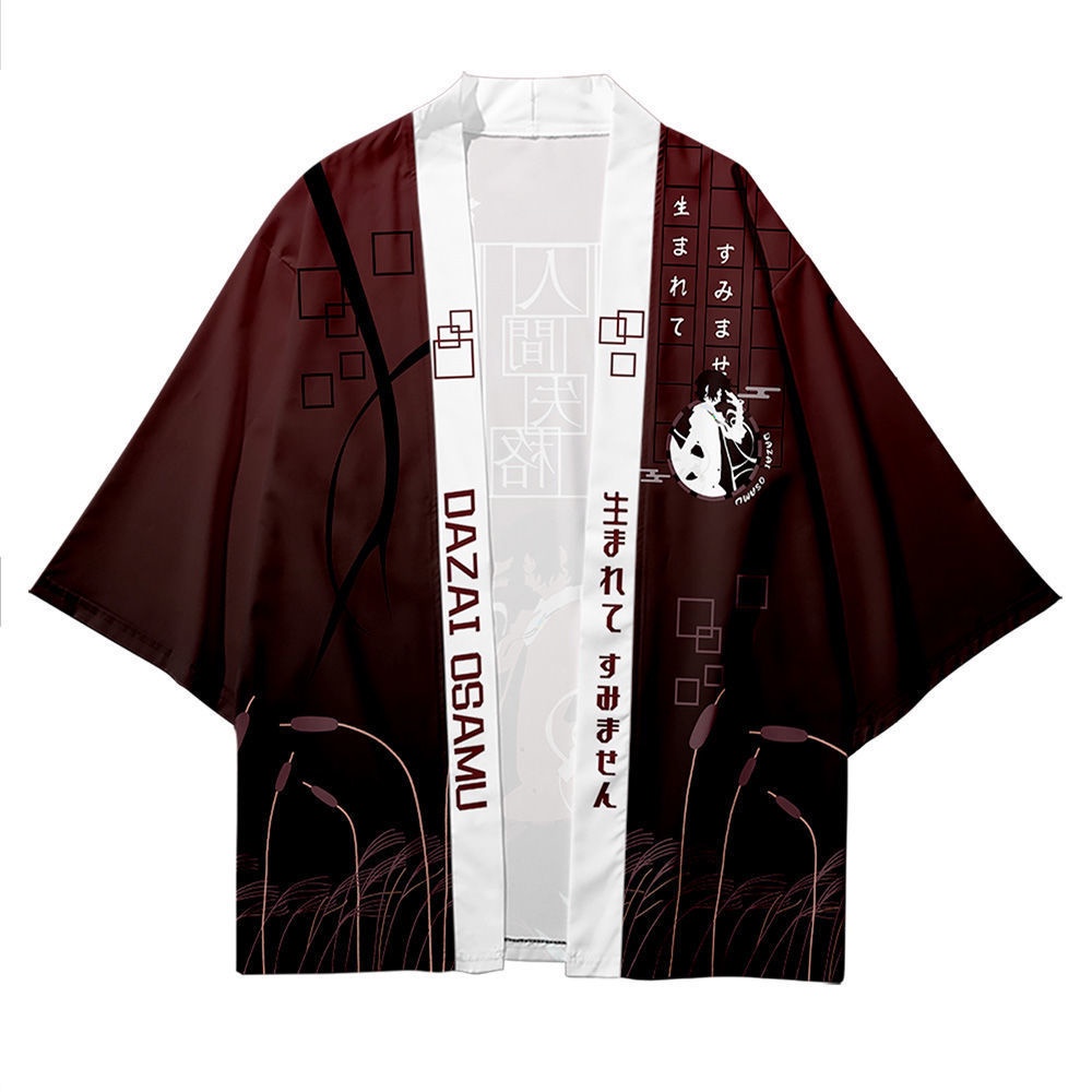 Bungou Stray Dogs Taizai Haori Merchandise Áo Choàng Tắm Hai Chiều Tay Áo Ba Chiều Họa Tiết Anime Xu Hướng