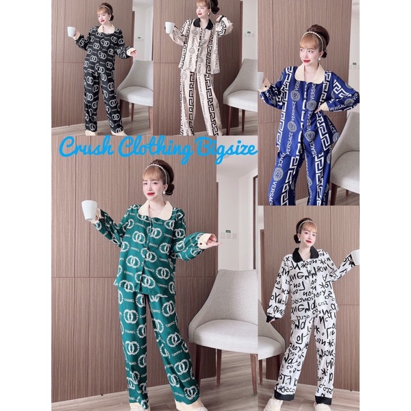 Pyjama Đồ Bộ Tay Dài Bigsize 50-90kg Diện cực Đẹp Chất Satin Cao Cấp