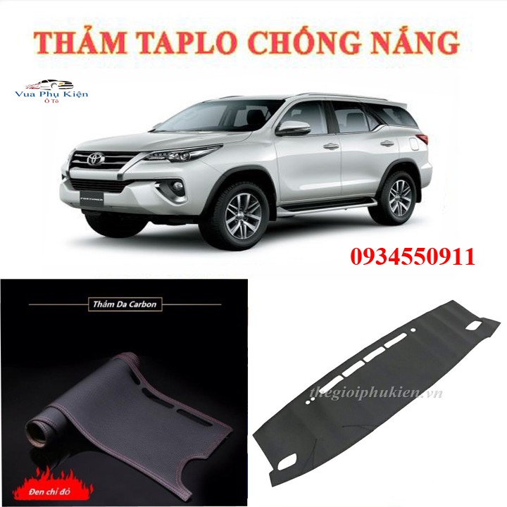 Thảm phủ taplo toyota Fotuner 2017- 2019 da PU vân cacbon cao cấp