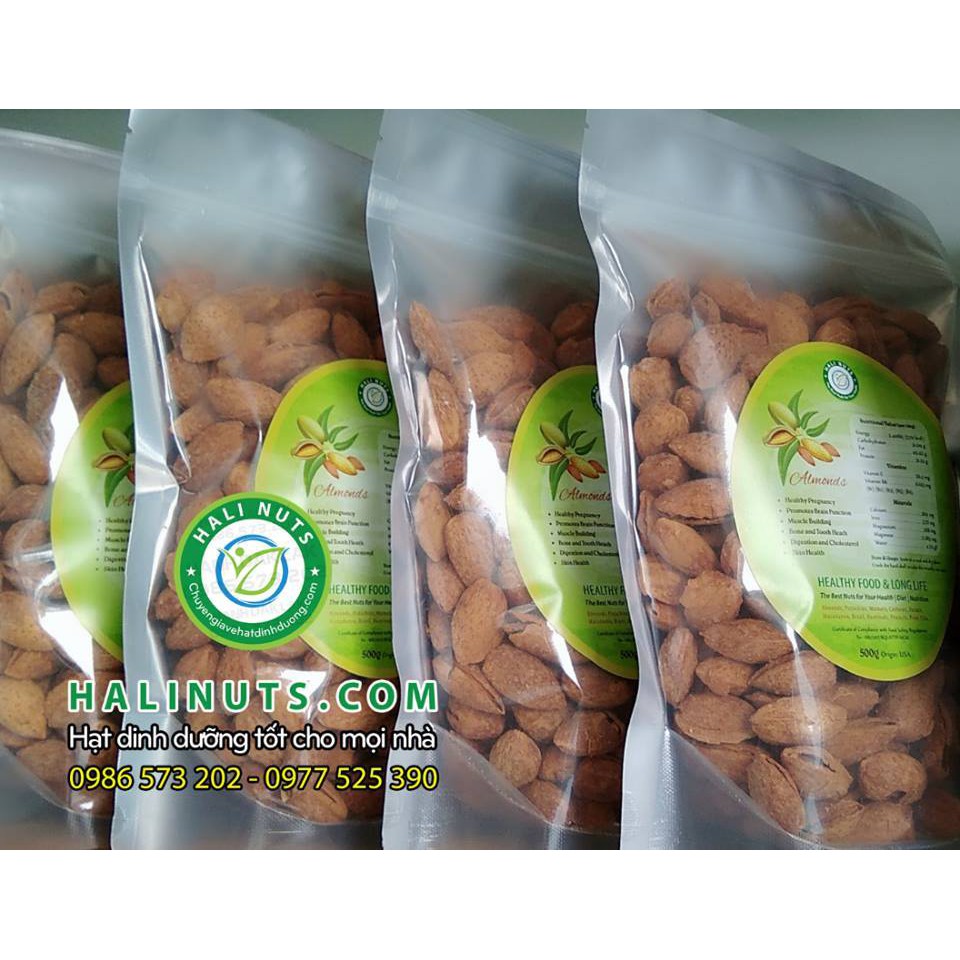 Hạt hạnh nhân rang bơ - Almonds bịch 500g hoặc hộp 450g