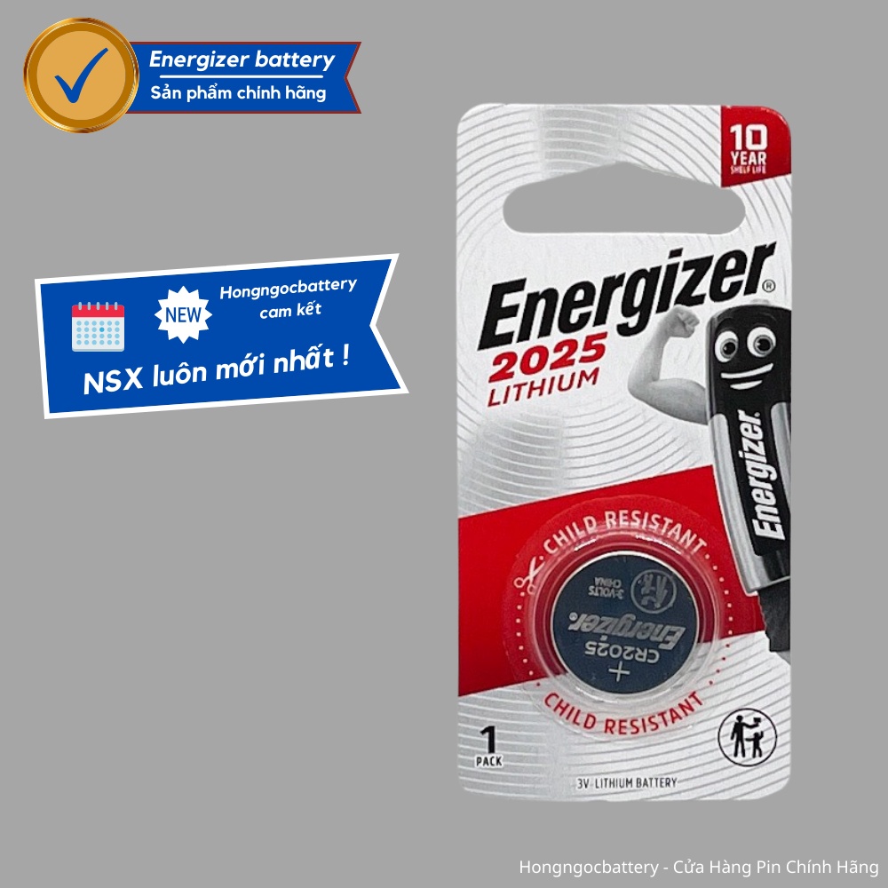 Pin CR2025 ( CR 2025 ) Energizer Lithium 3 Volt Vỉ 1 Viên - Hàng Chính Hãng