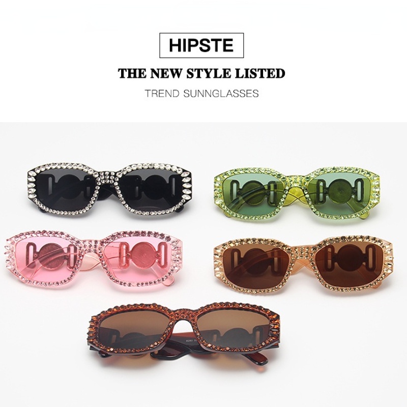 Kính Mát Gọng Oval Đính Đá Thời Trang Dành Cho Nữ