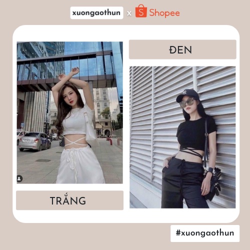 Áo croptop nữ tay ngắn buộc eo Croptop nữ tôn dáng sexy form freesize tới 55kg