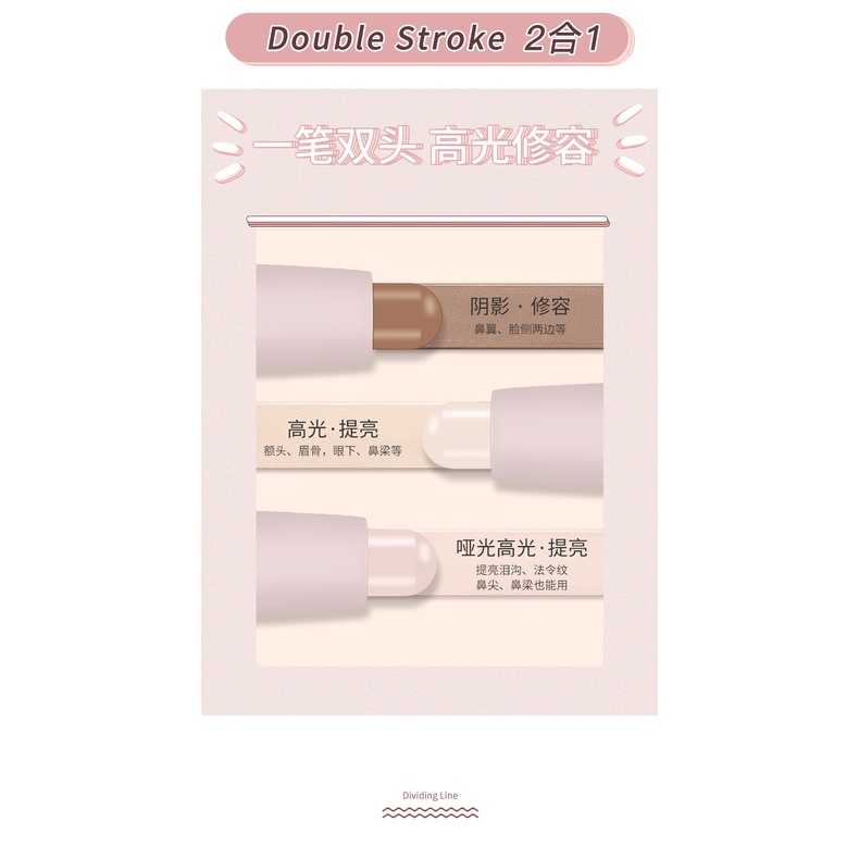 Thỏi Kem Bắt Sáng Hai Đầu Tạo Khối Ba Chiều Trang Điểm Gương Mặt