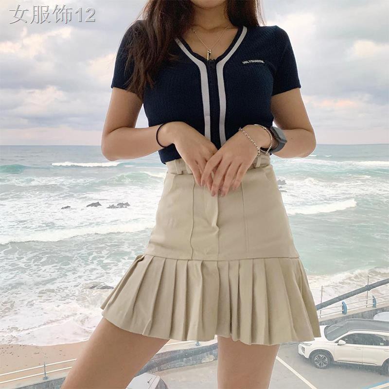 Váy nửa dài nữ xếp ly mùa xuân và hè eo cao một đường phồng trong siêu ngắnQ.A.Z.X.S.W.E.F.V.B.G.T.Y.H.N.M.J.U.I.