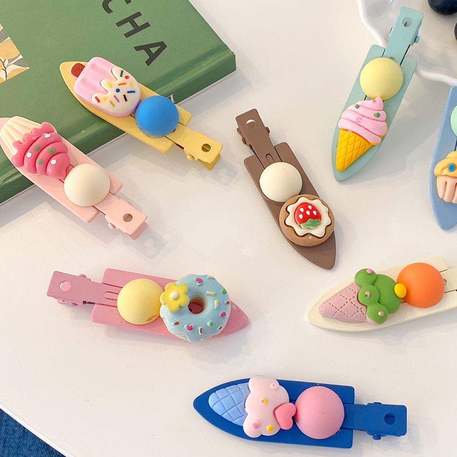 Kẹp Tóc Hình Bánh Donut Hoạt Hình Phong Cách Hàn Quốc Xinh Xắn Cho Bé Gái