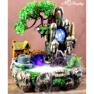 Thác nước phong thủy mini + máy phun sương