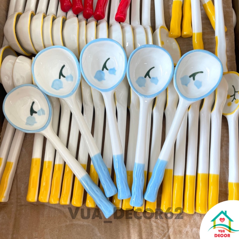 Thìa Sứ, thìa ăn dặm cho bé, xoắn hình bông hoa 4 mẫu cực xinh