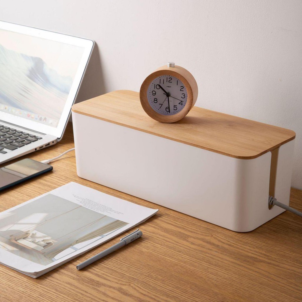 Hộp đựng sắp xếp ổ cắm/ dây cáp USB điện thiết kế ẩn tiện dụng cho nhà ở/văn phòng