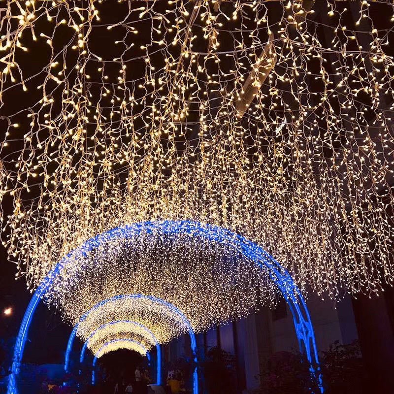 Đèn led rủ 12m- 60dây( 1 dây dài 30-40-60cm) nháy 4 chế đô màu vàng nắng siêu sáng