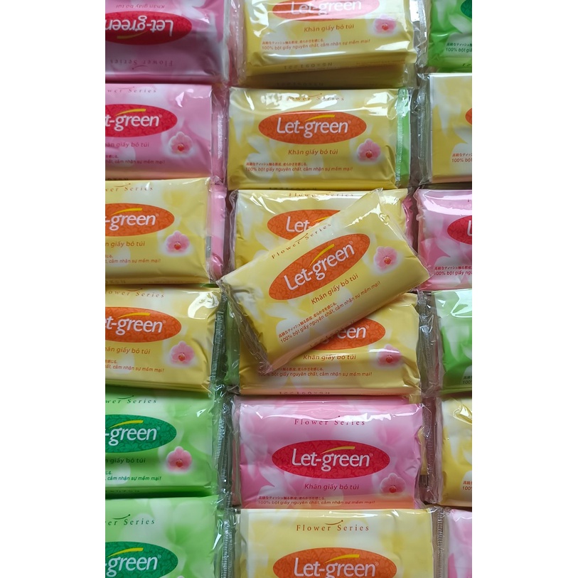 Com bô 3 gói Khăn Giấy Bỏ Túi Let-green Hương Hoa Gói 10 Miếng