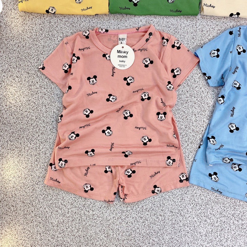 [SALE] Bộ Cộc Tay Cho Bé Trai, Bé Gái Minky Mom Vải Thun Lạnh Họa Tiết Mickey In Nhỏ Dễ Thương, Đồ Bộ Trẻ Em MKM2127