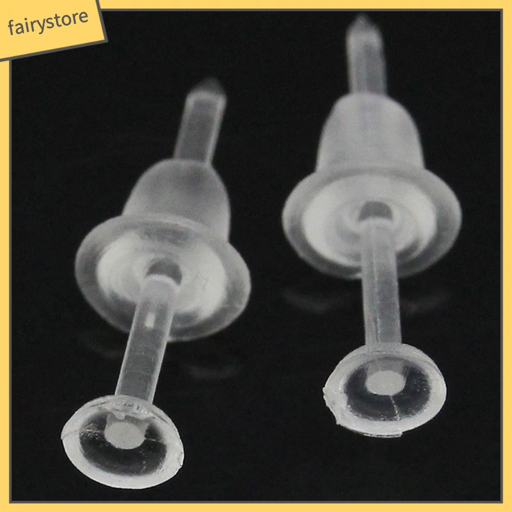 Bộ 50 ghim xỏ lỗ bông tai bằng nhựa trong suốt dùng làm đồ trang sức thủ công cho nam nữ DIY