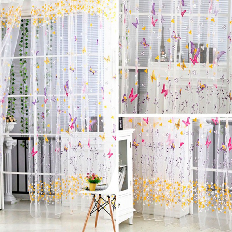 100*200cm Rèm Cửa Hình Bướm, Cửa Sổ Gia Đình