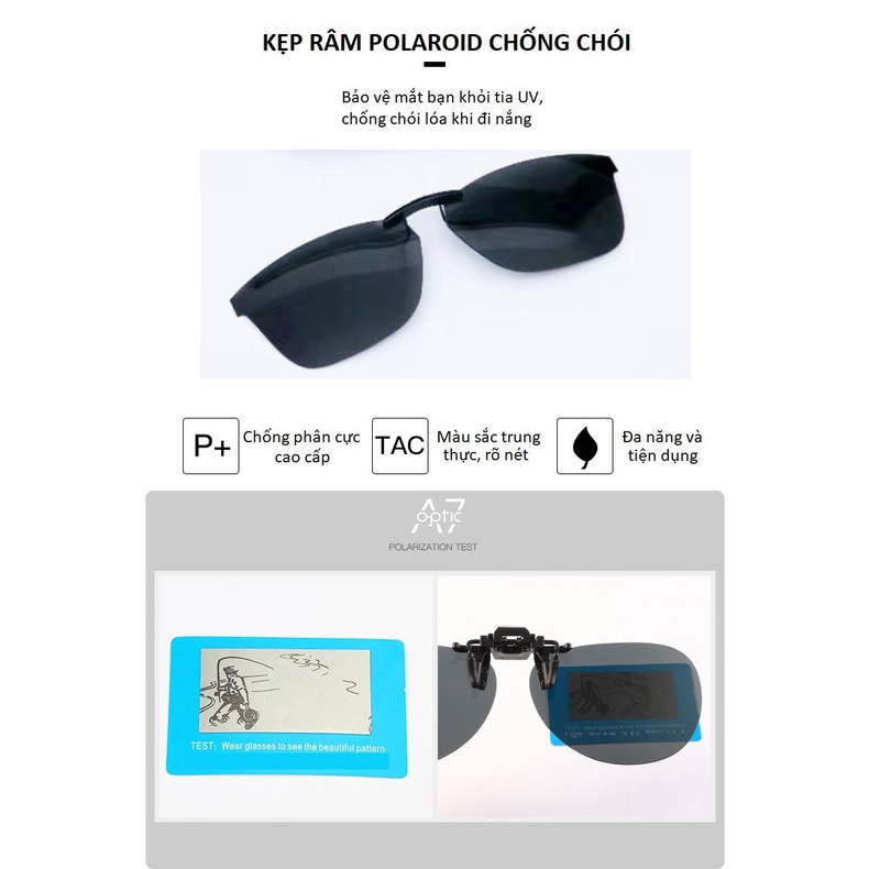 Kính râm kẹp thời trang ko lật 2in1 polaroid phân cực chống chói lóa,chống tia UV 400 - [Tặng kèm hộp-khăn lau]