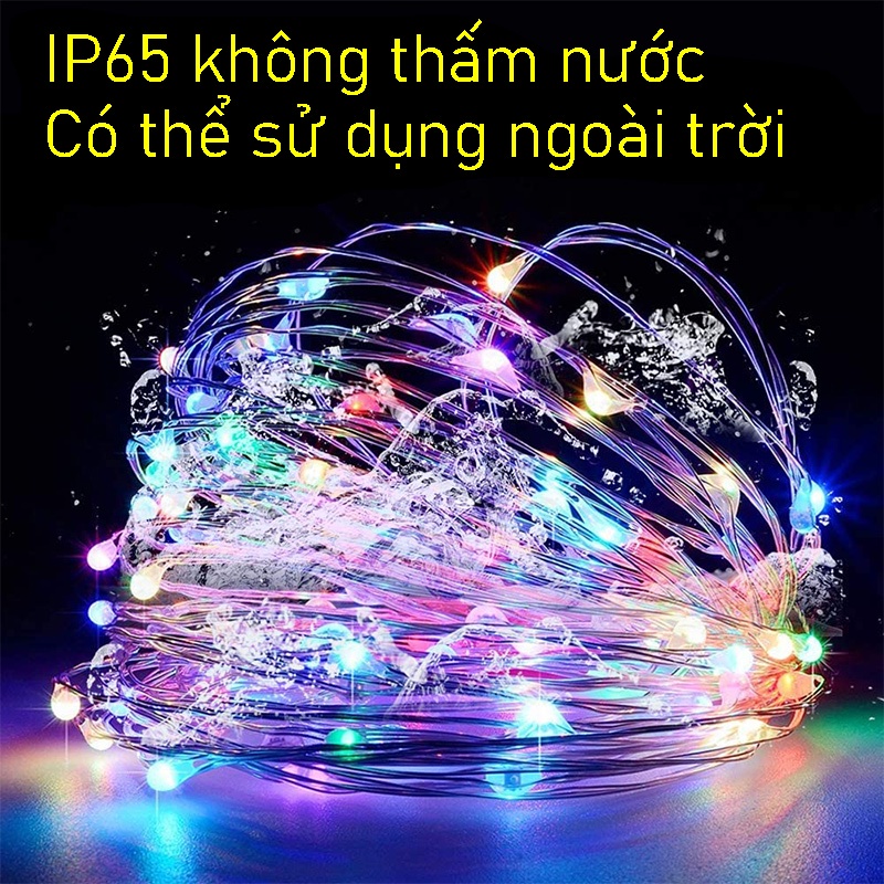 Dây đèn LED năng lượng mặt trời 8 chế độ đèn để trang trí sân vườn cây cảnh
