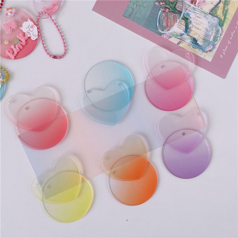 Peach Acrylic gradient color disc  DIY decorative keychain pendant