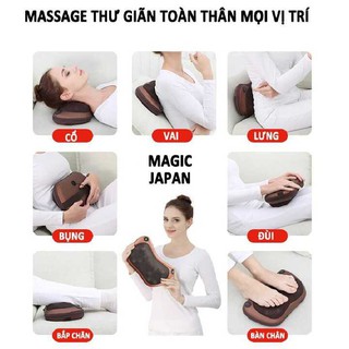 Gối massage hồng ngoại 8 bi magic massager pillow thế hệ mới gối mát xa cổ - ảnh sản phẩm 3
