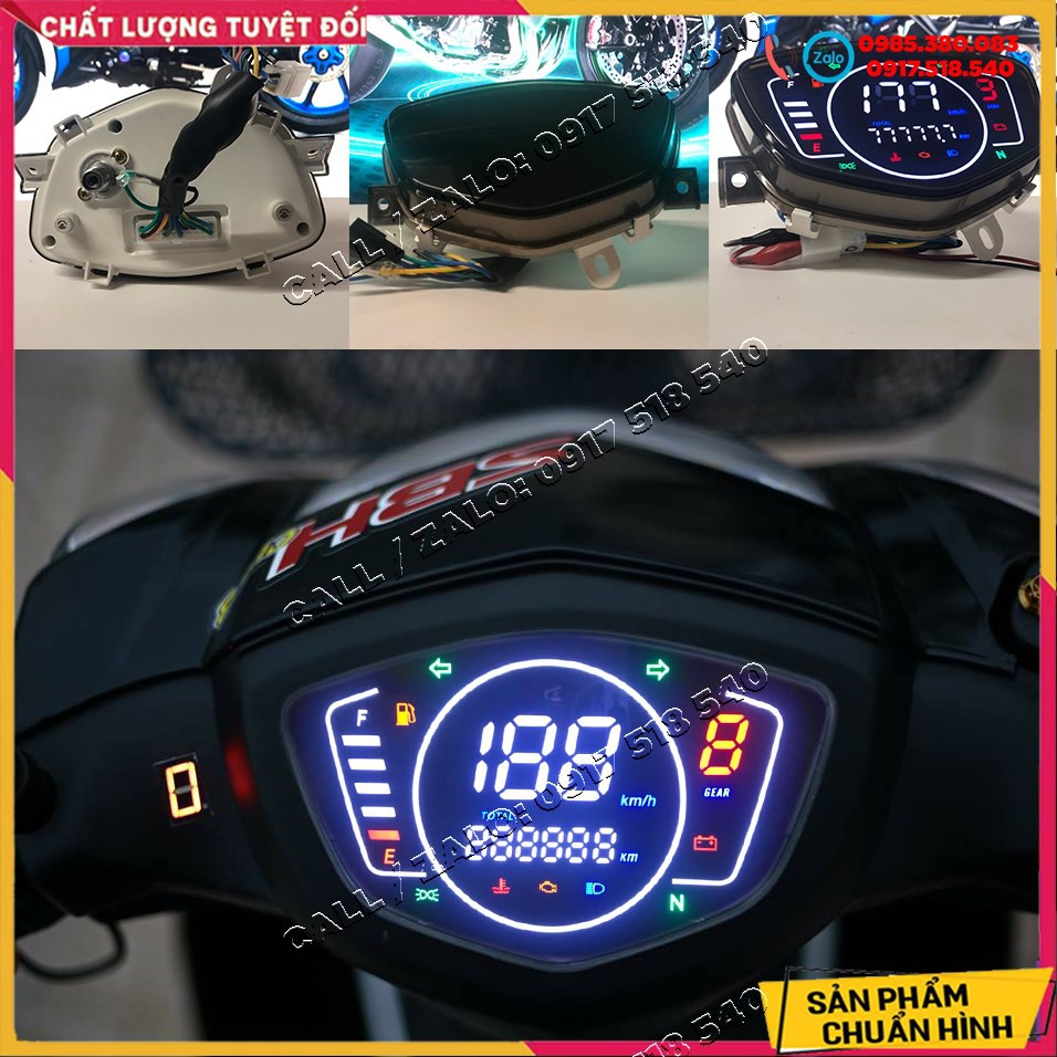 🏍 Đồng Hồ Lcd Full Led Cho Sirius, Exciter 2006 - 2010, Spark (mẫu mới 2021) 🏍