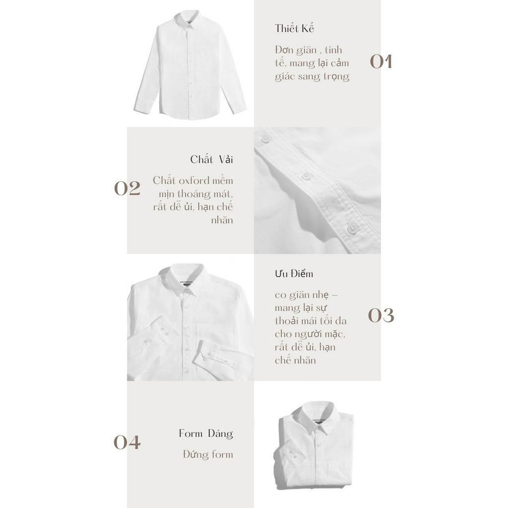 Áo Sơ Mi Nam Cao Cấp Trơn White Pocket Shirt 1222 BY COTTON
