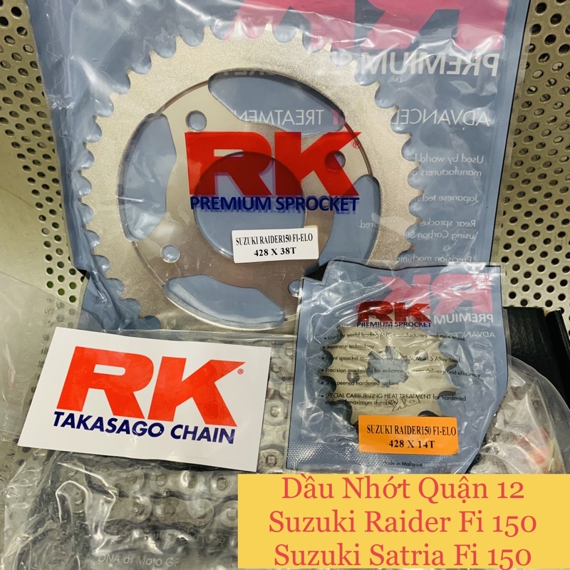 Suzuki Raider Fi O-Ring Chain Kit Bộ Nhông Dĩa Sên Đen Phốt Cao Su Thông Số Zin Chính Hãng RK - Japan