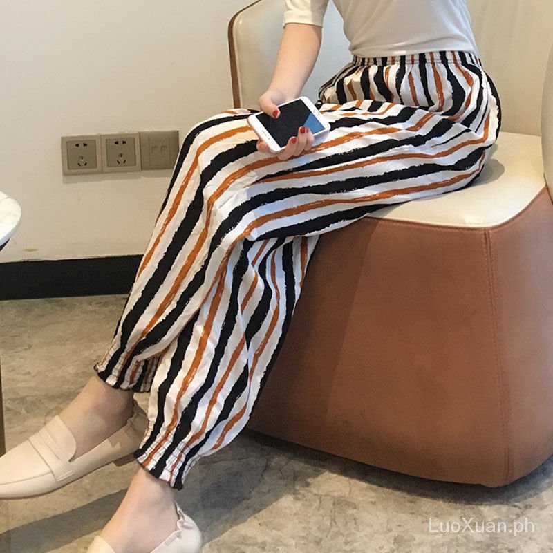 Quần Cotton Lanh Cotton Mỏng Dáng Rộng Lưng Cao Co Giãn Màu Trơn Chống Muỗi Thời Trang Mùa Hè Cho Nữ