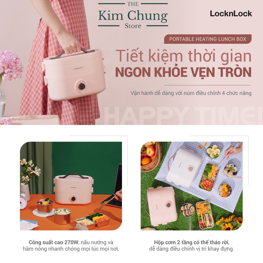 Hộp cơm điện chính hãng LocknLock EJR211PIK 1.3L  - Hàng chính hãng