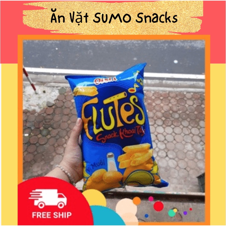 Bim Bim Snack Oishi Khoai Tây Flutes Vị Muối 75/80g-Ăn Vặt Sumo Snack