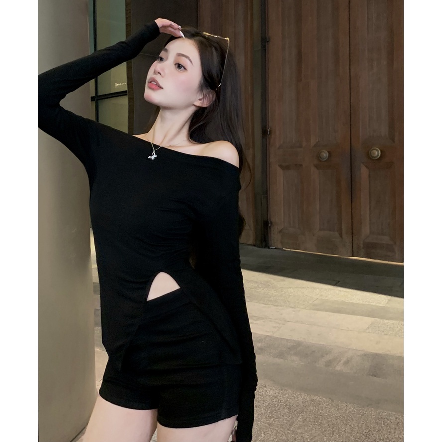 Áo nữ tay dài xẻ tà quyến rũ COZOK