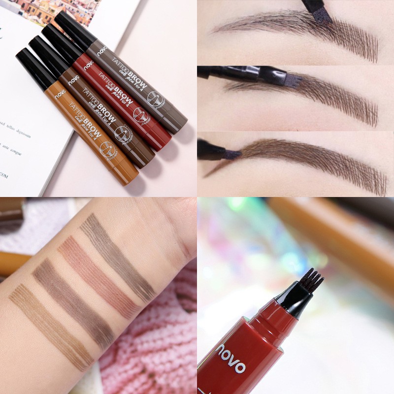 SIÊU LÂU TRÔI_ Bút kẻ mày phẩy sợi Novo Tattoo Watterproof Brow Ink Pen For 4 CHỐNG NƯỚC